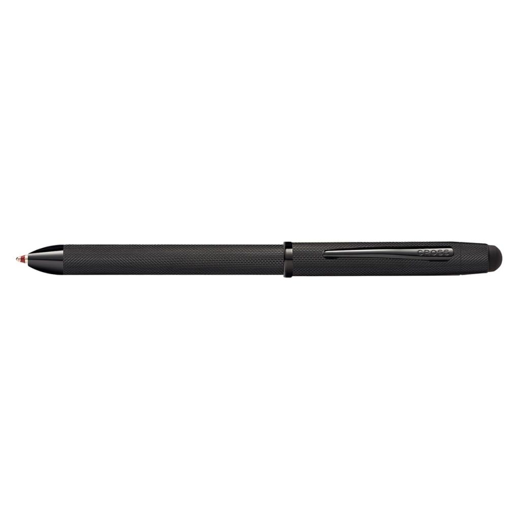 CROSS Tech3+ Multi Function Pen. Brushed Black with Engraved Engine-Turned Diamond-Pattern Finish with Black PVD Appointments, 0.5mm lead and optional stylus.
