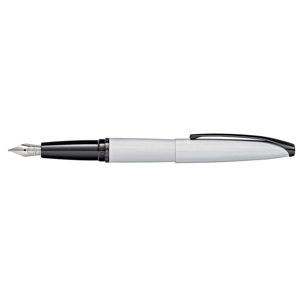 CROSS ATX® Brushed Chrome with Machine-Turned, Diamond-Pattern Engraving with Chrome Appointments and Stainless Steel Fine Nib Fountain Pen