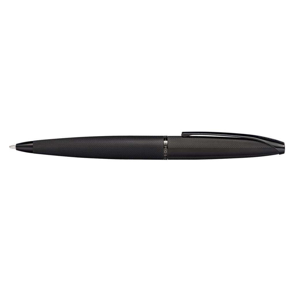 CROSS ATX® Brushed Black with Machine-Turned, Diamond-Pattern Engraving with Polished Black PVD Appointments Ballpoint Pen