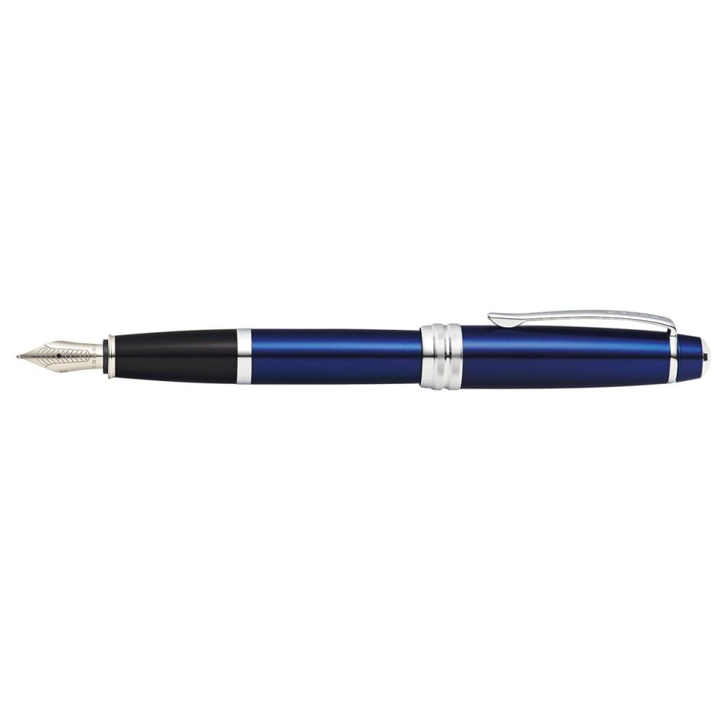 CROSS Bailey™ Blue Lacquer with Polished Chrome Appointments and Medium Stainless Steel Nib Fountain Pen