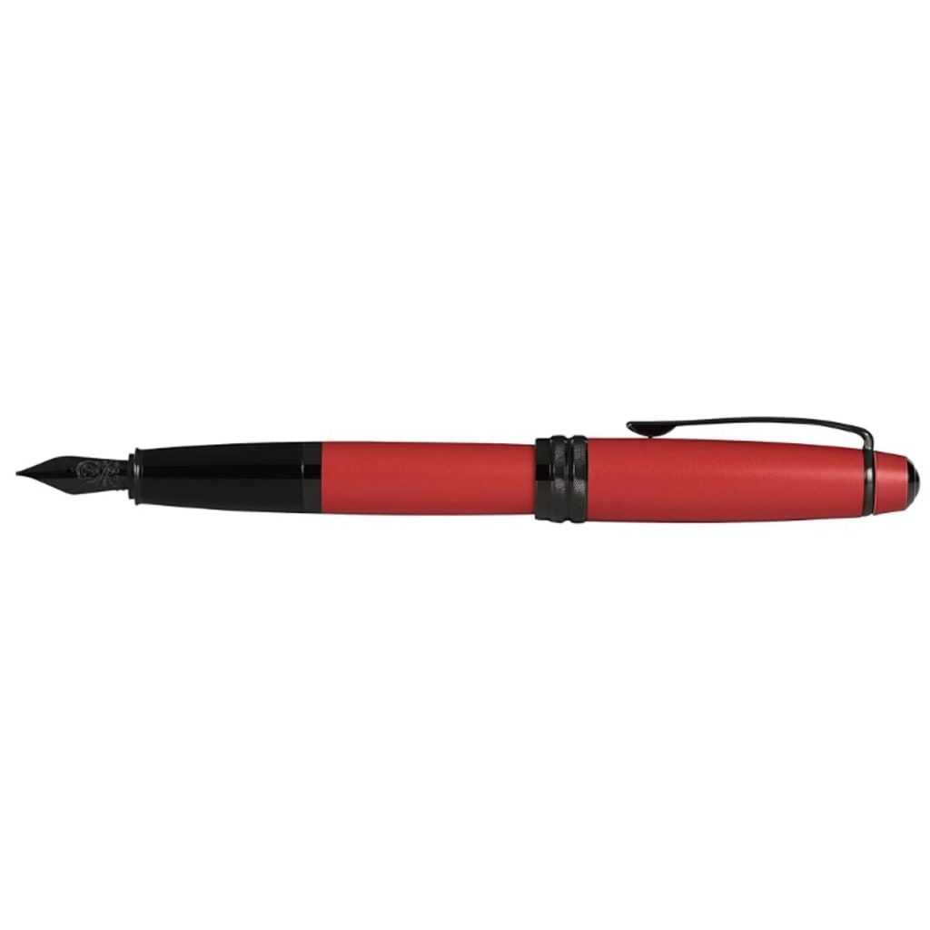 CROSS Bailey™ Matte Red Lacquer with Polished Black PVD appointments and Polished Black PVD Coated Stainless Steel Fine Nib Fountain Pen