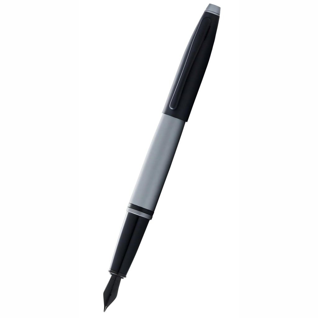 CROSS Calais™ Matte Gray and Black Lacquer with Black Lacquer Appointments and Black PVD Coated Stainless Steel Fine Nib Fountain Pen