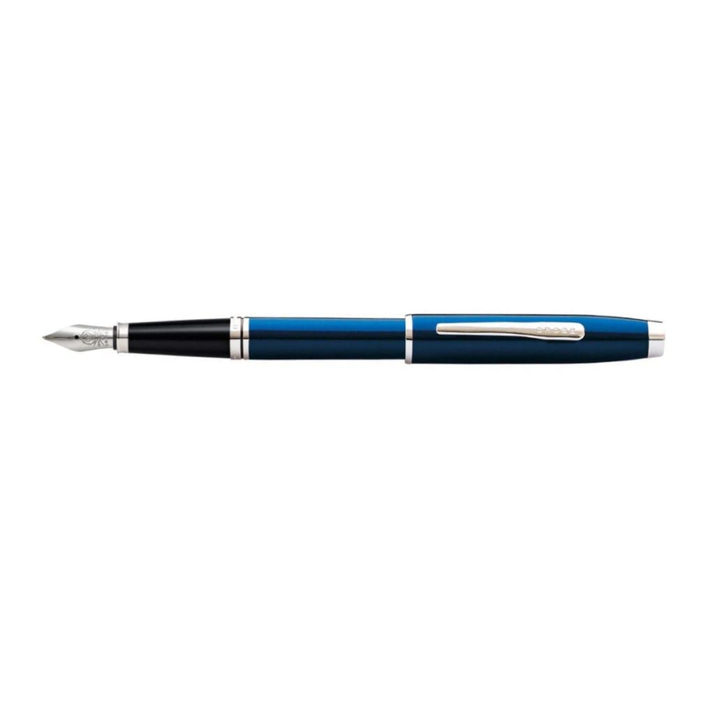 CROSS Coventry Blue Lacquer with Polished Chrome Appointments Fine Nib Fountain Pen
