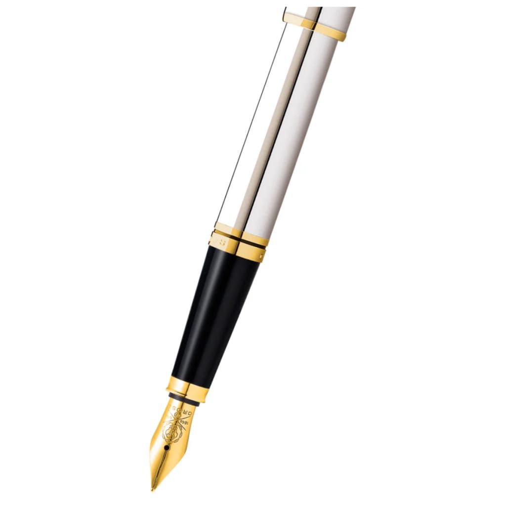 CROSS Coventry Polished Chrome with Gold Tone Appointments Fine Nib Fountain Pen