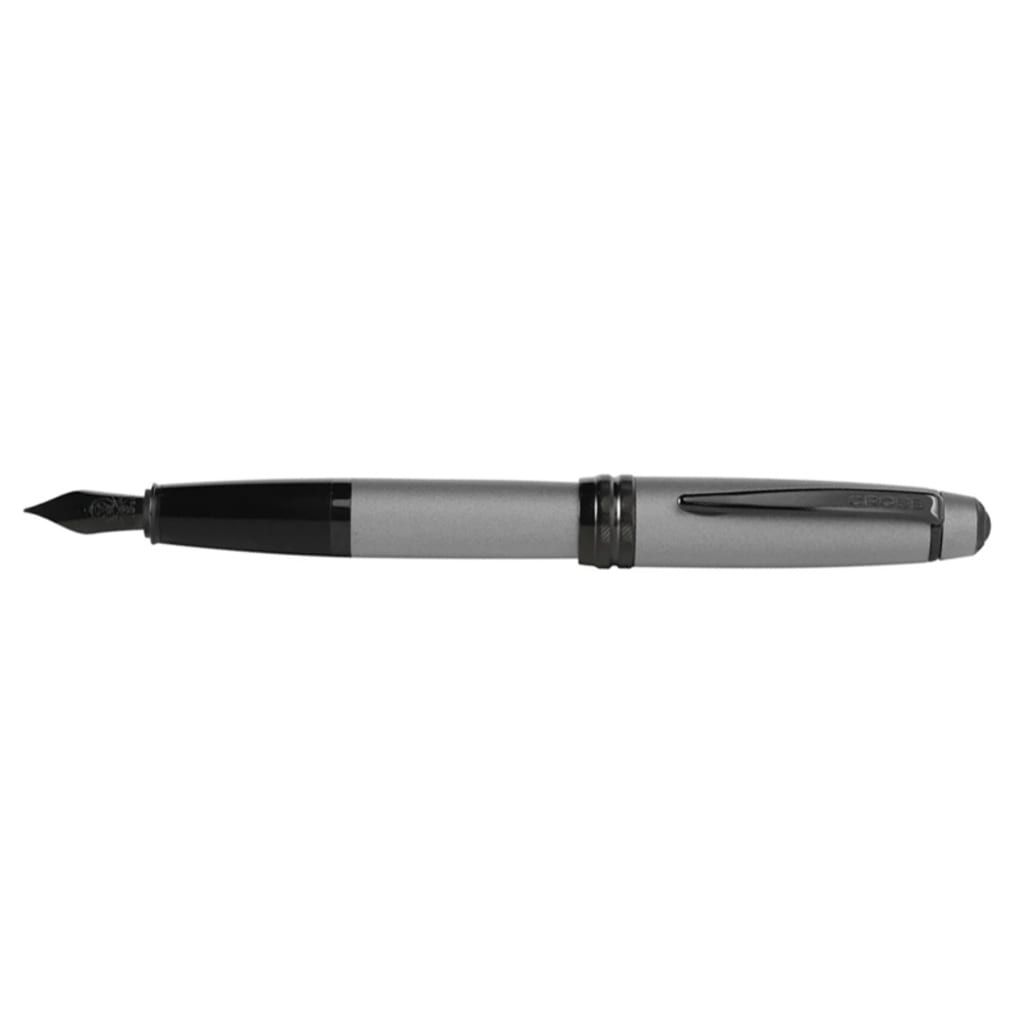 CROSS Bailey™ Matte Gray Lacquer with Polished Black PVD appointments and Polished Black PVD Coated Stainless Steel Medium Nib Fountain Pen