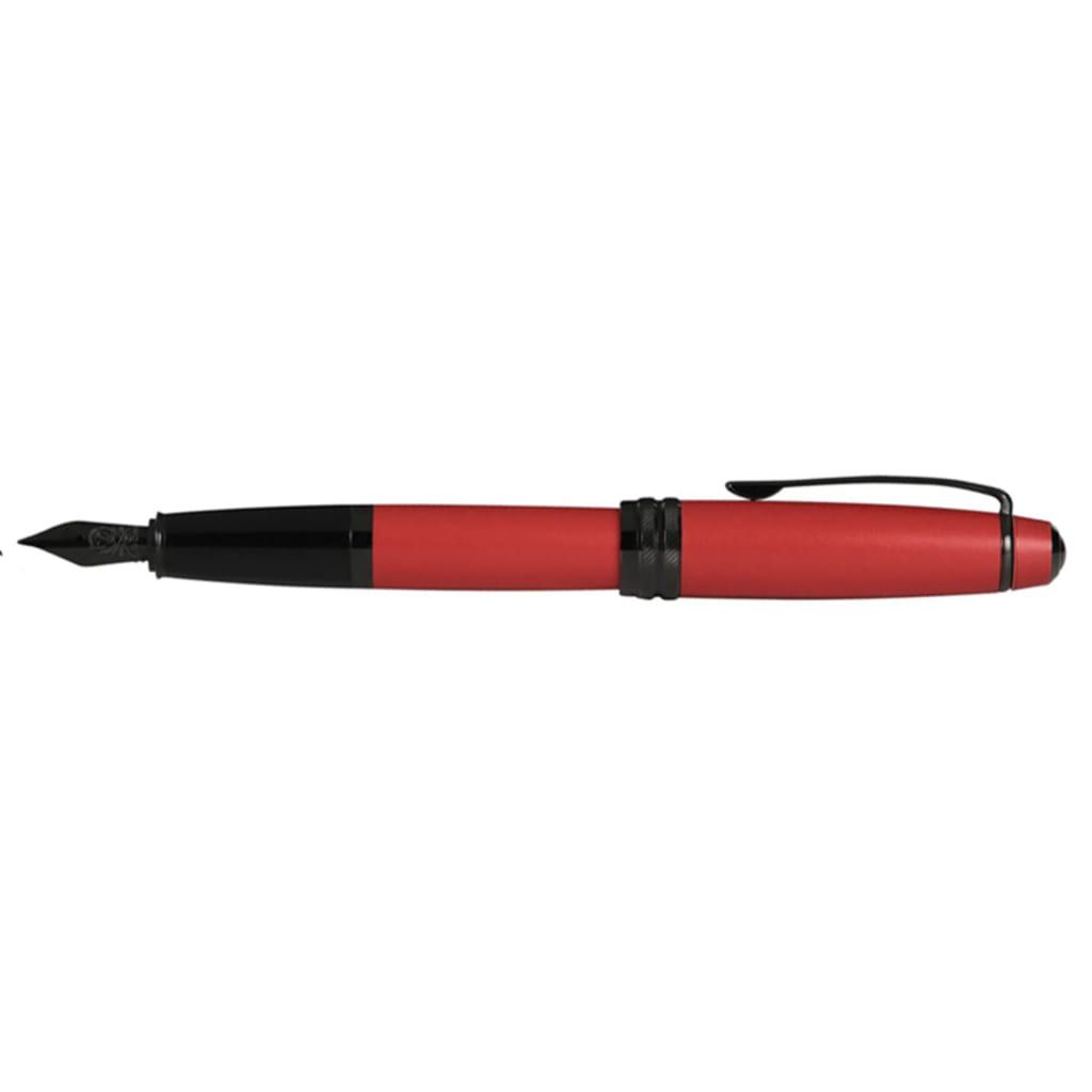 CROSS Bailey™ Matte Red Lacquer with Polished Black PVD appointments and Polished Black PVD Coated Stainless Steel Medium Nib Fountain Pen