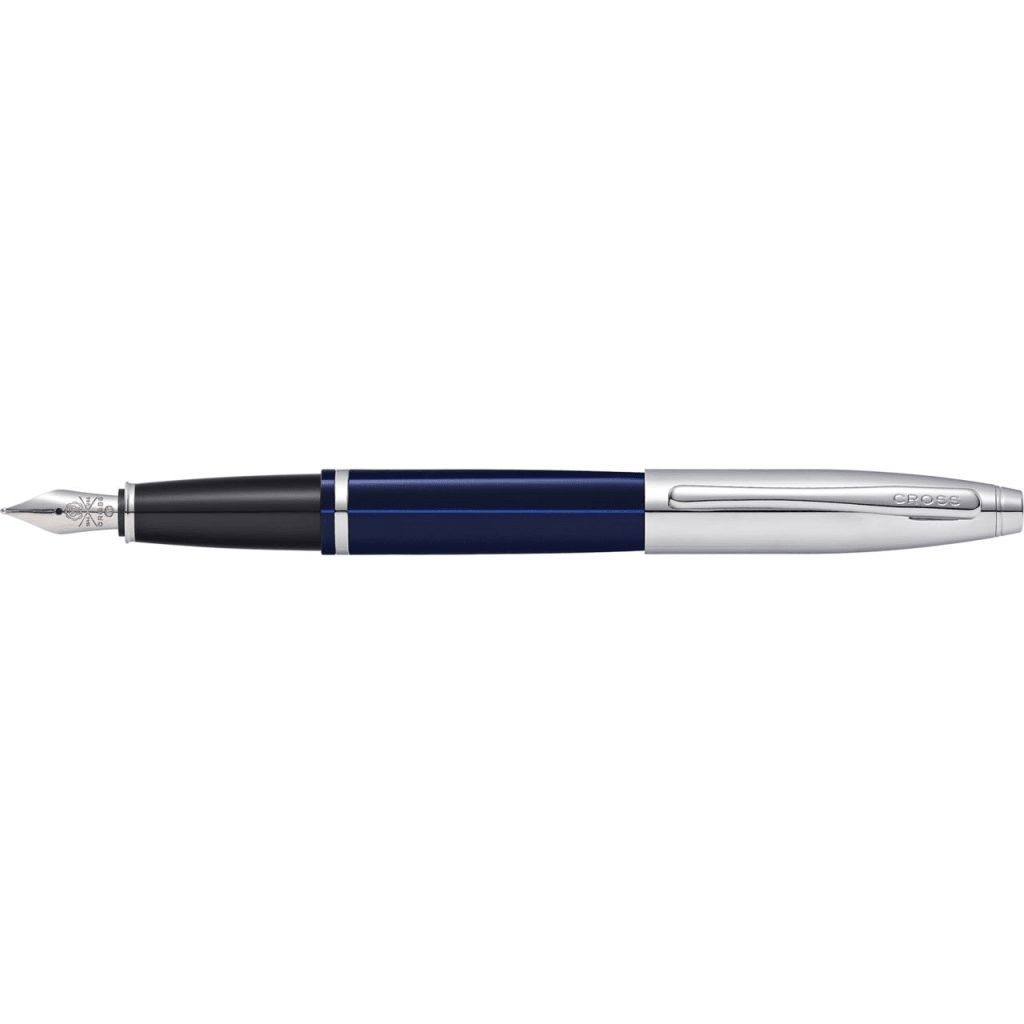 CROSS Calais™ Chrome/Blue Lacquer with Polished Chrome Appointments and Medium Stainless Steel Nib Fountain Pen