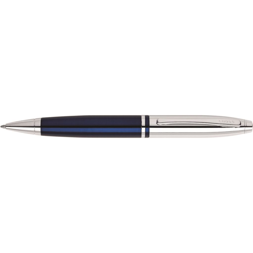 CROSS Calais™ Chrome/Blue Lacquer with Polished Chrome Appointments Ballpoint Pen
