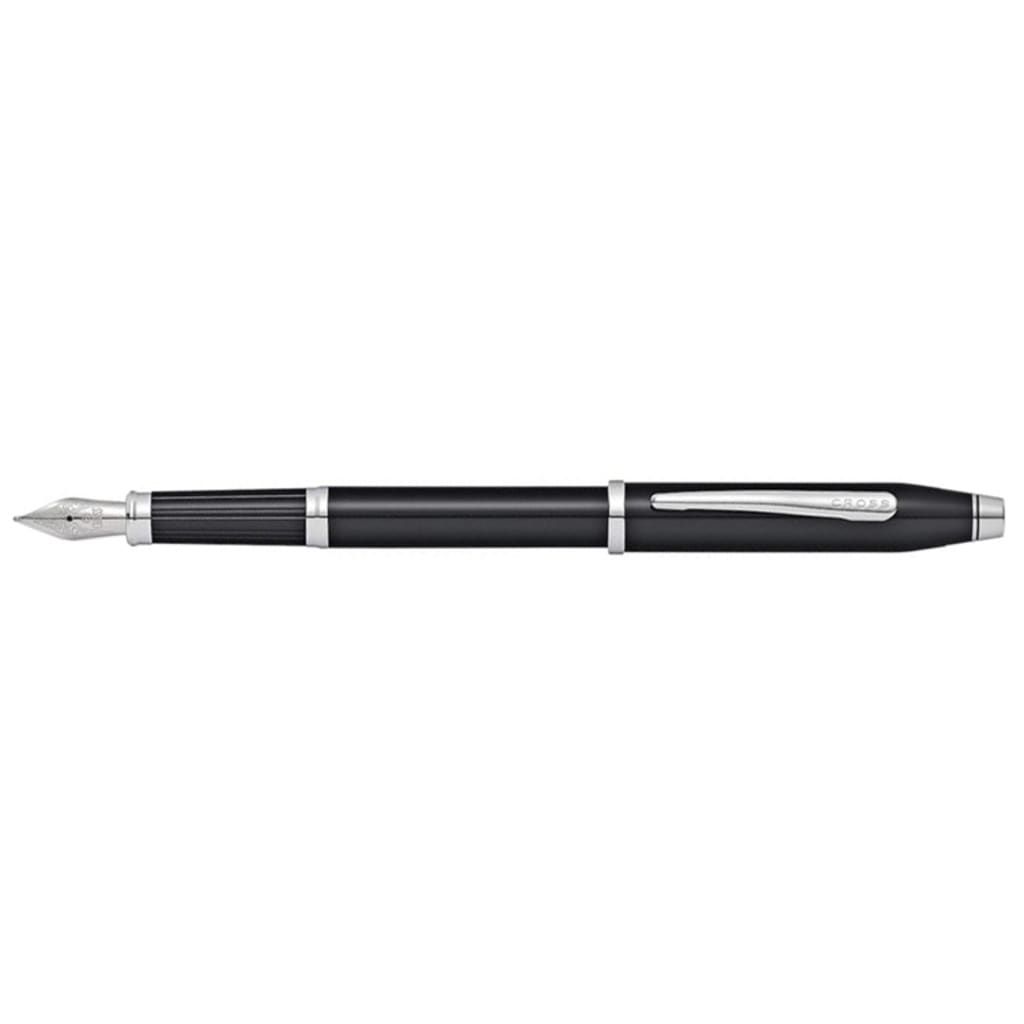 CROSS Century® II Black Lacquer with Chrome Plated Appointments and Polished Stainless Steel Medium Nib Fountain Pen