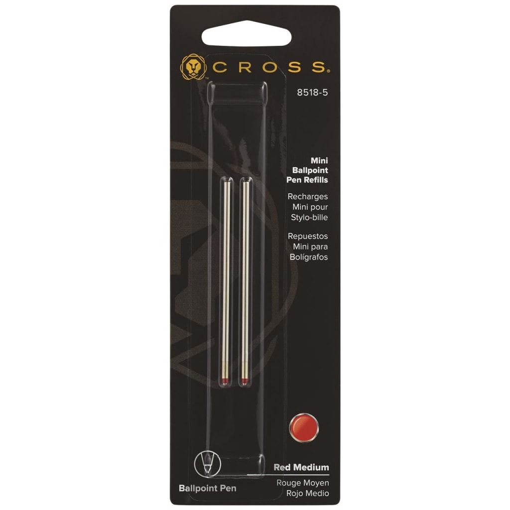 CROSS Mini Ballpoint Pen Refill - Red Medium - Dual Pack