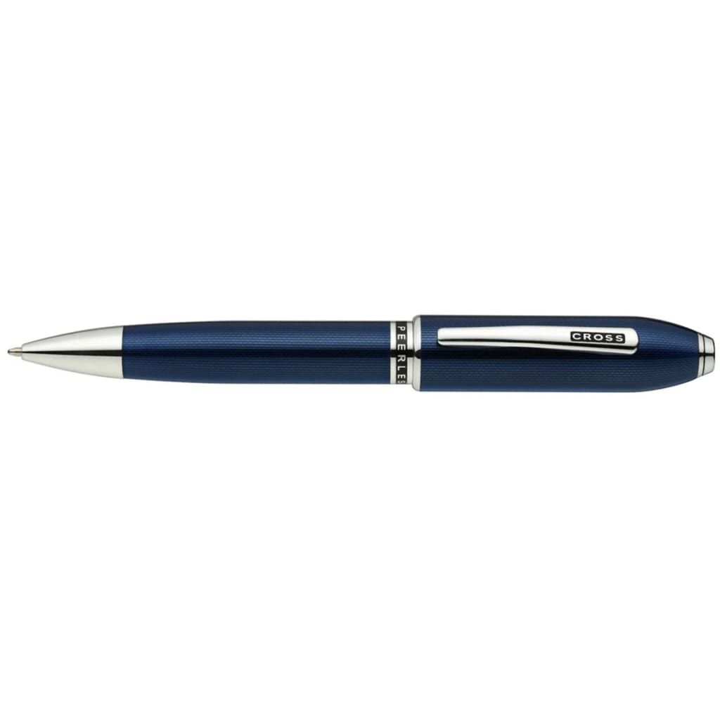 CROSS Peerless™ Polished Translucent Cobalt Blue Engraved Diamond Pattern with Polished Chrome Appointments and Swarovski Crystal Ballpoint Pen