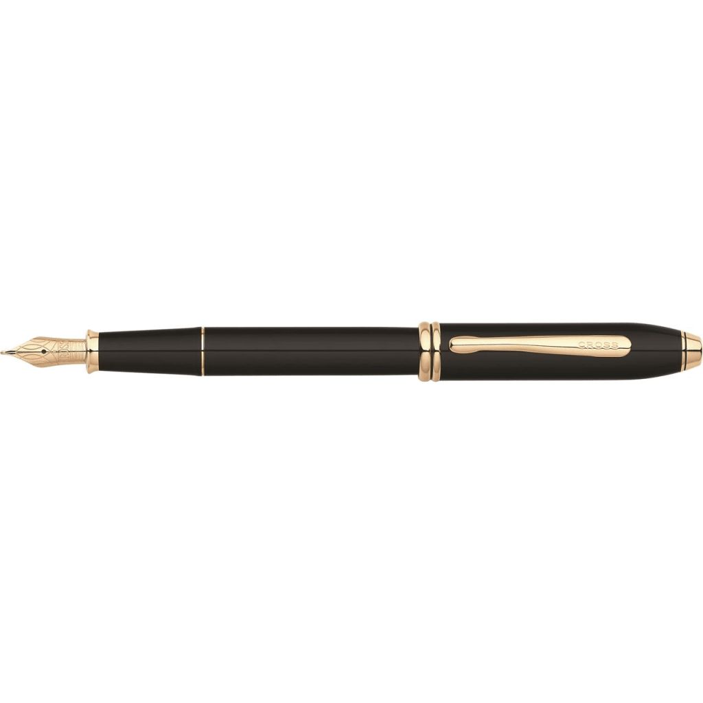 CROSS Townsend® Black Lacquer with 23KT Gold-Plated Appointments and Solid 18KT Gold Medium Nib Fountain Pen