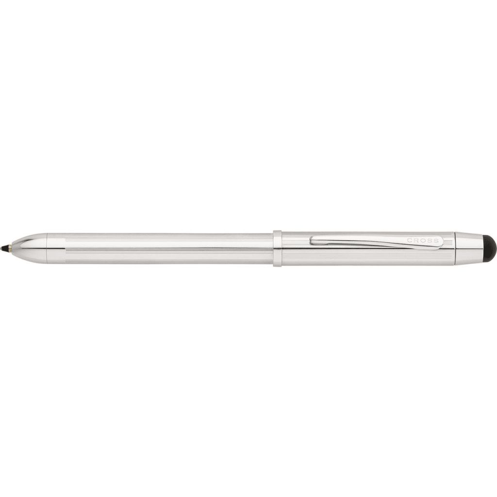 CROSS Tech3+ Multi Function Pen. Lustrous Chrome with Polished Chrome Appointments, 0.5mm lead and optional stylus.