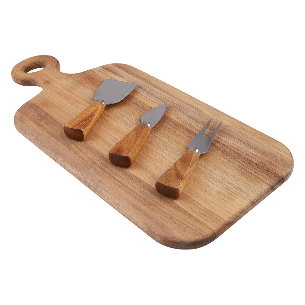 ALFRESCO LANE Acacia Cheese Paddle &amp; Knife Set 4 Piece