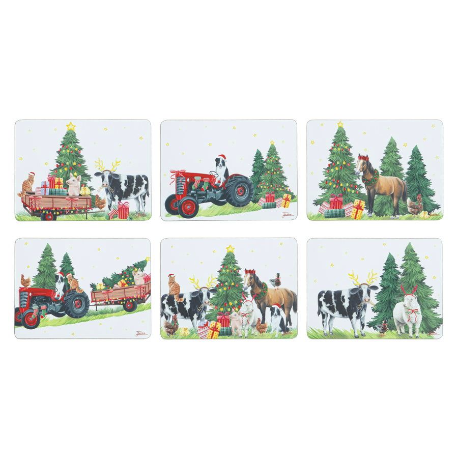 ASHDENE Christmas at the Farm 6pk Placemats