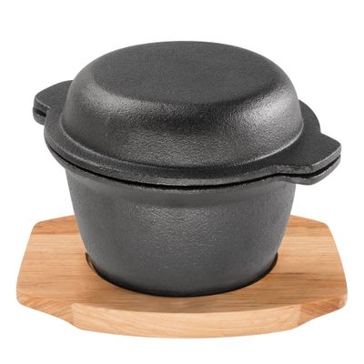 PYROLUX Pyrocast Garlic Pot with Maple Tray - 11.8cm