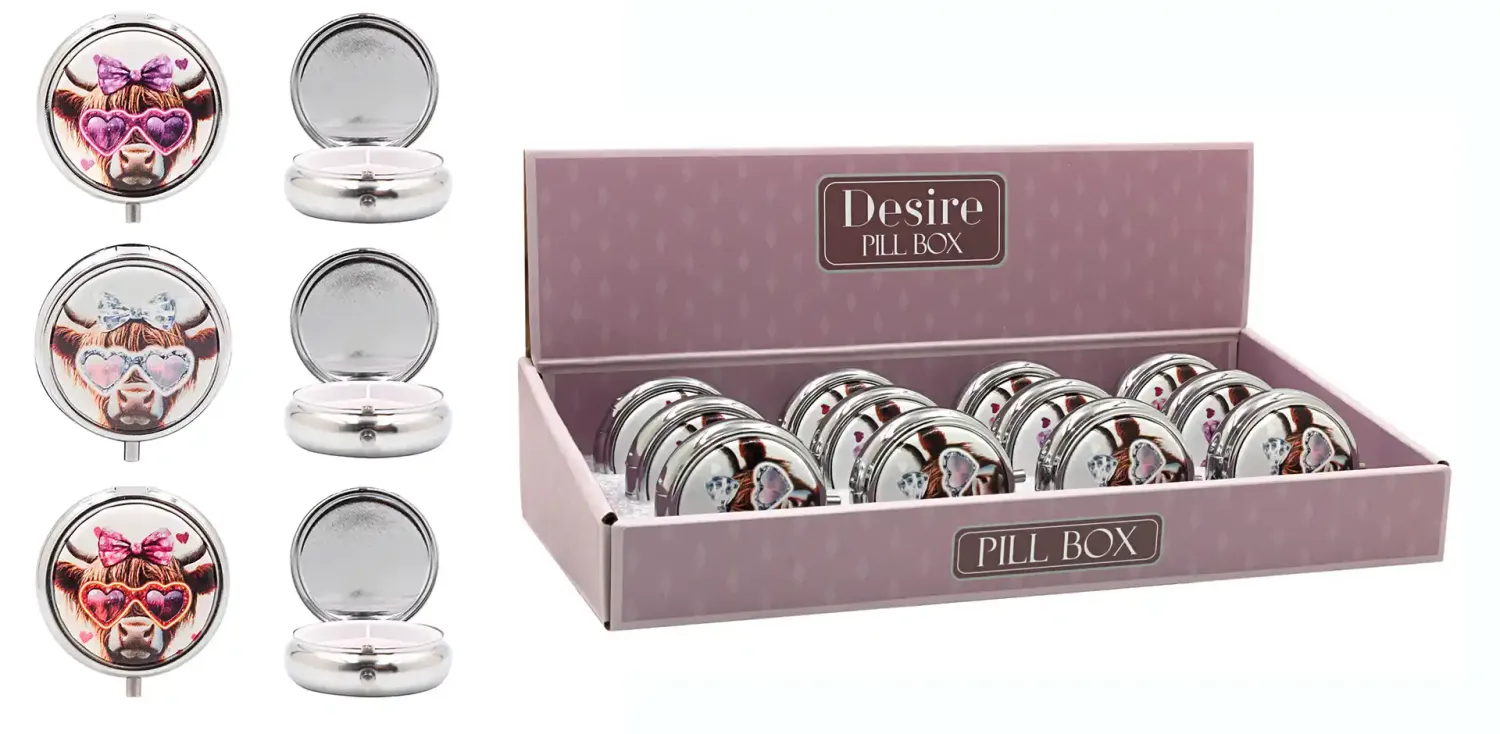 GIBSONS GIFTS Glam Cow Pill Box - Assorted Designs