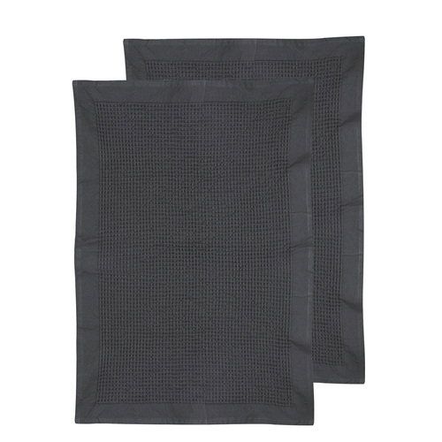 LADELLE Ollie Waffle 2pk Kitchen Towel - Charcoal