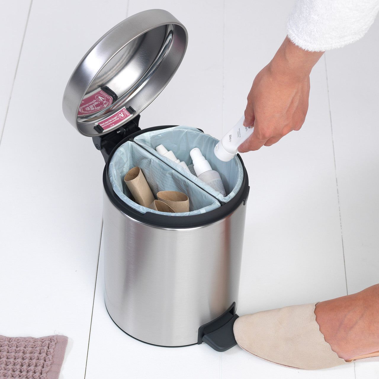 BRABANTIA NewIcon Pedal Bin, Recycle 2x2L - Matt Steel