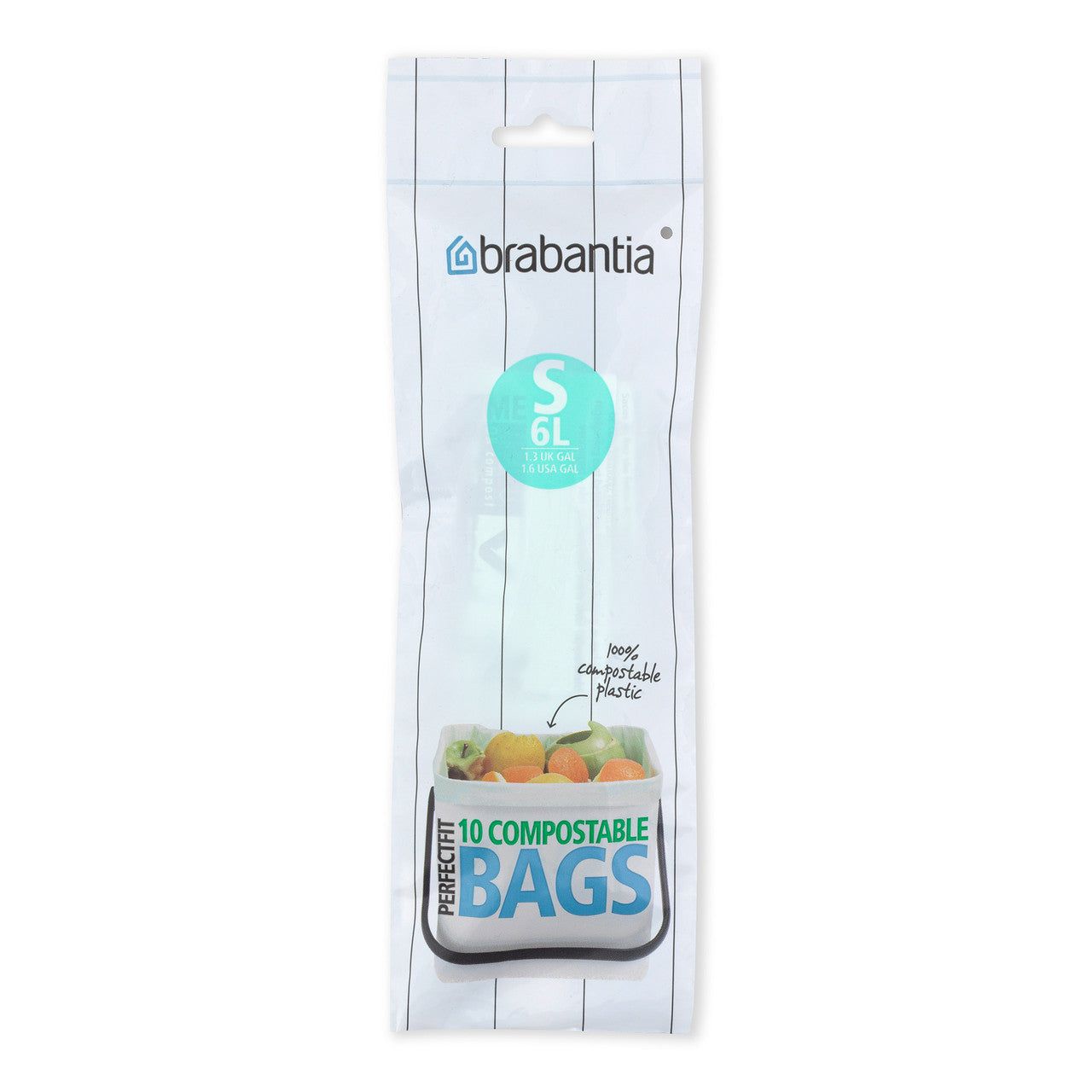 BRABANTIA PerfectFit Bags, Code S, Comp. 6L, 10pcs - Green
