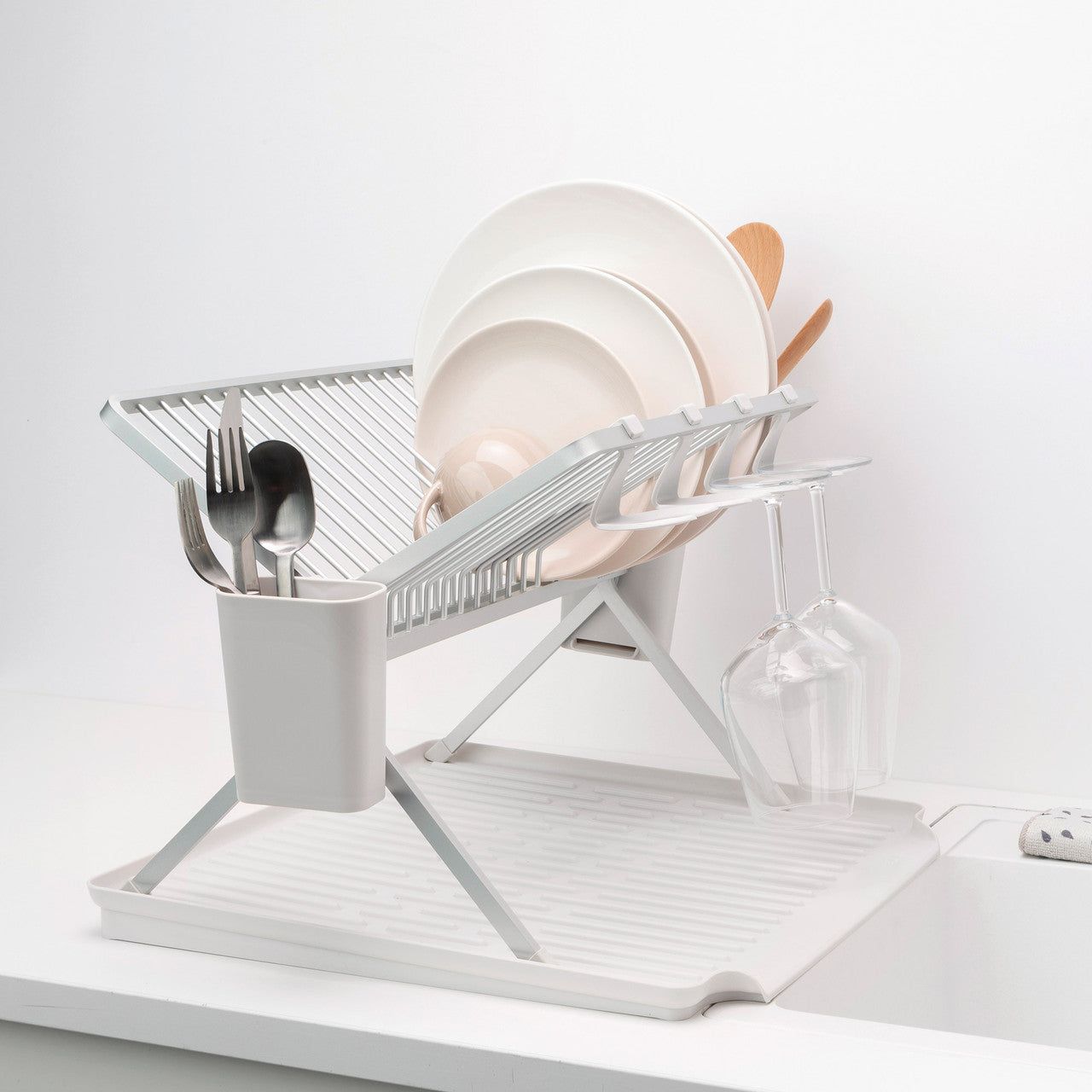 BRABANTIA SinkSide Foldable Dish Rack, Large - Light Grey