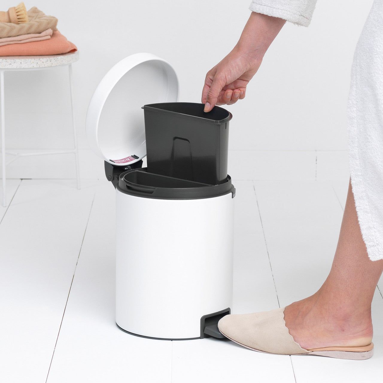 BRABANTIA NewIcon Pedal Bin, Recycle 2x2L - White