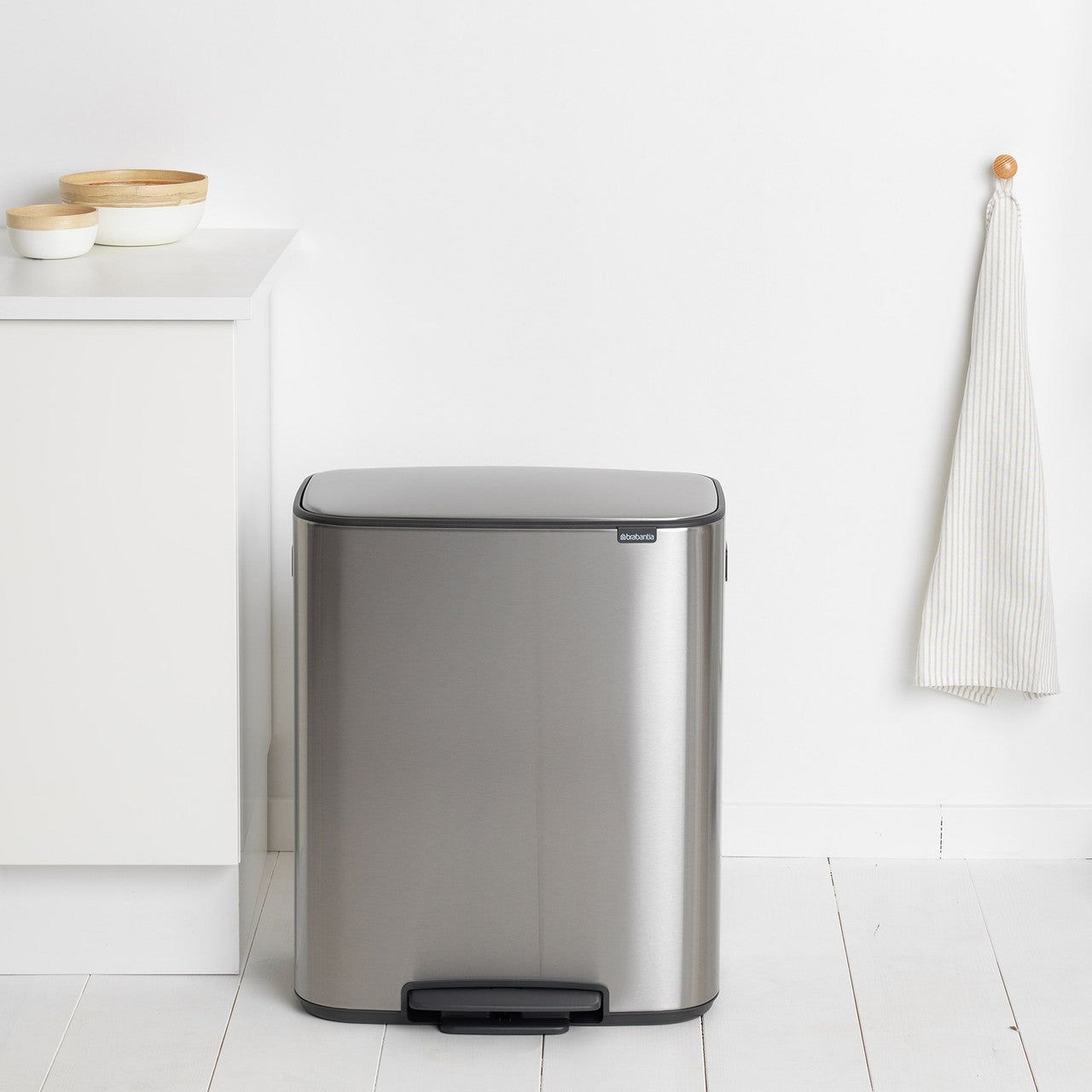 BRABANTIA Bo Pedal Bin, 60L - Matt Steel Fingerprint Proof