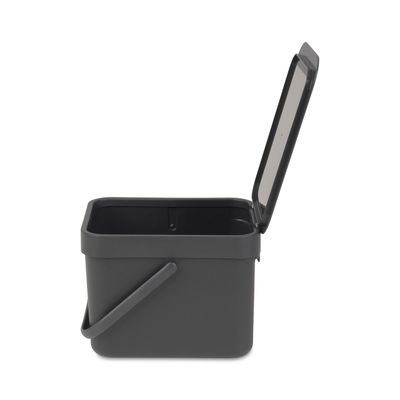 BRABANTIA Sort &amp; Go Waste Bin, 6L - Grey