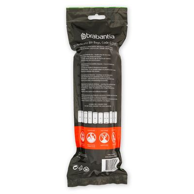 BRABANTIA PerfectFit Bags, Code G, 23-30L, 20 Bags - White
