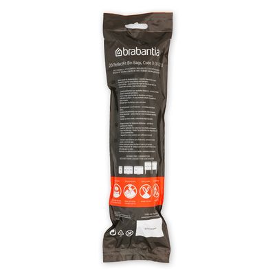BRABANTIA PerfectFit Bags, Code X, 10-12L, 20 Bags - White