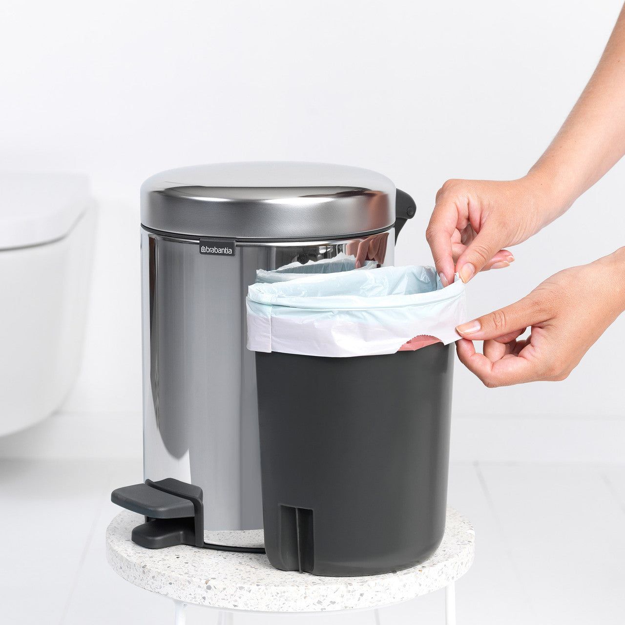 BRABANTIA NewIcon Pedal Bin, Recycle 2x2L - Brilliant Steel