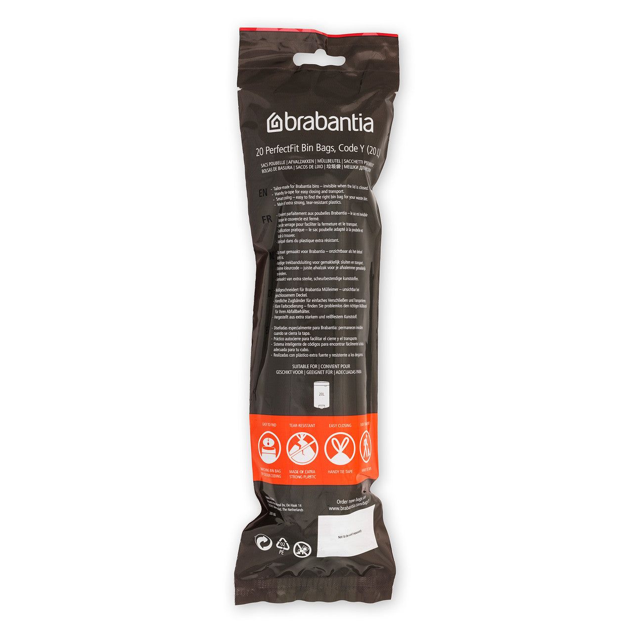 BRABANTIA PerfectFit Bags, Code Y, 20L, 20 Bags - White