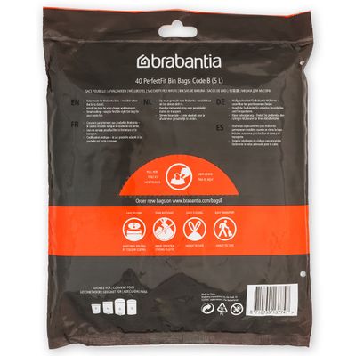 BRABANTIA PerfectFit Bags, Code B, 5-7L, 40 Bags - White