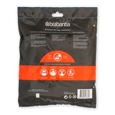 BRABANTIA PerfectFit Bags, Code W, 5L, 40 Bags - White