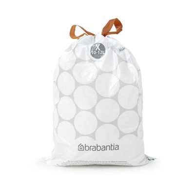 BRABANTIA PerfectFit Bags, Code X, 10-12L, 40 Bags - White