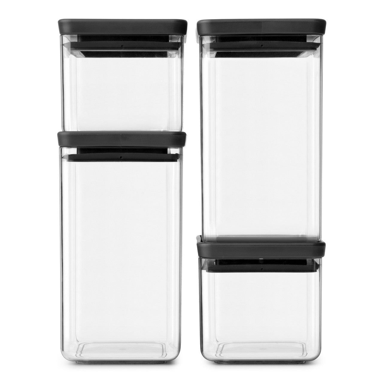 BRABANTIA Tasty+ Stackable Canister, Set of 4 - Dark Grey