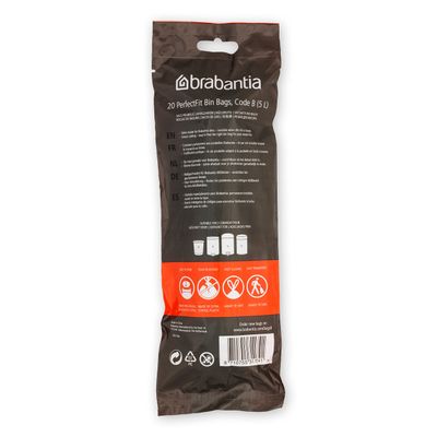 BRABANTIA PerfectFit Bags, Code B, 5-7L, 20 Bags - White