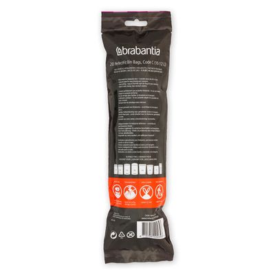 BRABANTIA PerfectFit Bags, Code C, 10-12L, 20 Bags - White