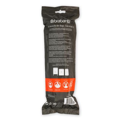 BRABANTIA PerfectFit Bags, Code M, 60L, 10 Bags - White