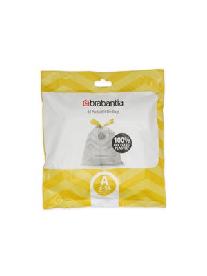 BRABANTIA PerfectFit Bags, Code A, 3-5L, 40 Bags - White
