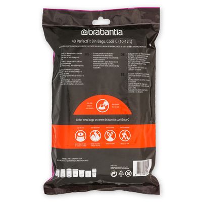 BRABANTIA PerfectFit Bags, Code C, 10-12L, 40 Bags - White