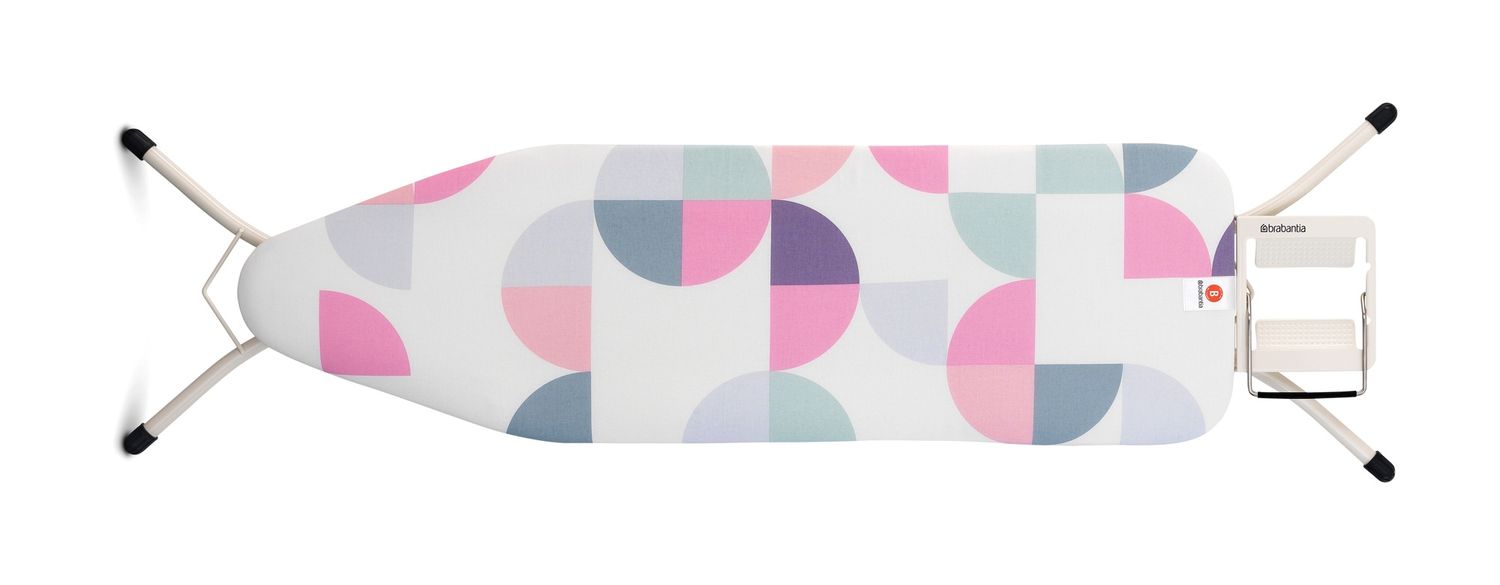 BRABANTIA Ironing Board B, 124 x 38 cm, with Iron Rest - Abstract Leaves