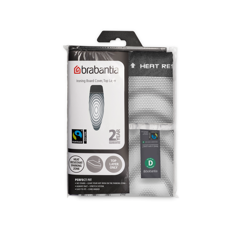 BRABANTIA Ironing Board Cover D, 2 mm Foam, Heat Resistant Parking Zone - Titan Oval