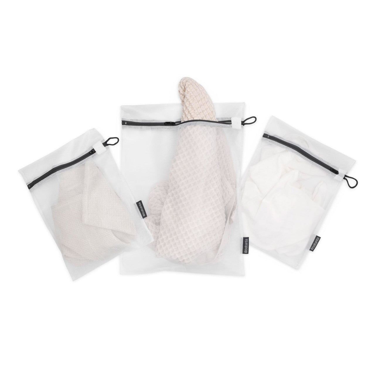 BRABANTIA Wash Bags, set of 3, in 2 sizes - White
