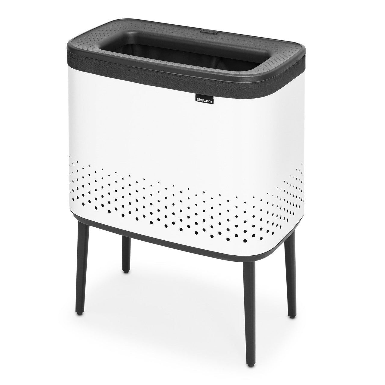 BRABANTIA Bo Laundry Bin, 60L, Plastic Lid - White