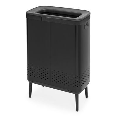BRABANTIA Bo Laundry Bin Hi, 2 x 45L, Plastic Lid - Matt Black