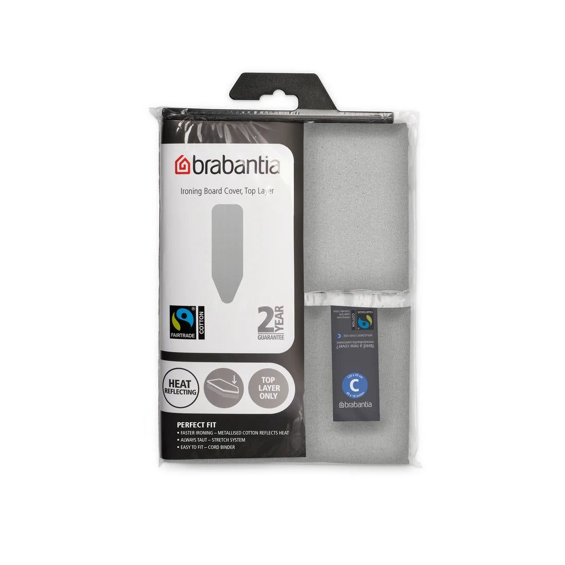 BRABANTIA Ironing Board Cover C, 124x45cm 2mm Foam - Metallised
