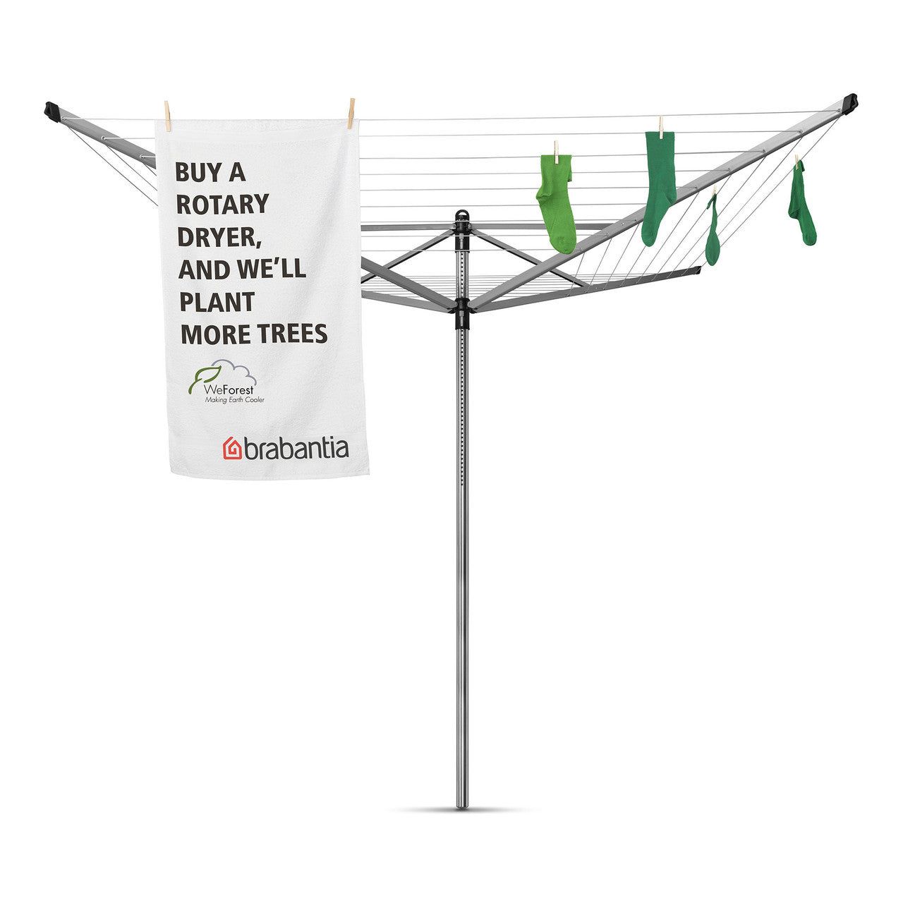 BRABANTIA Lift-O-Matic 50m + Ground Spike - Metallic Grey