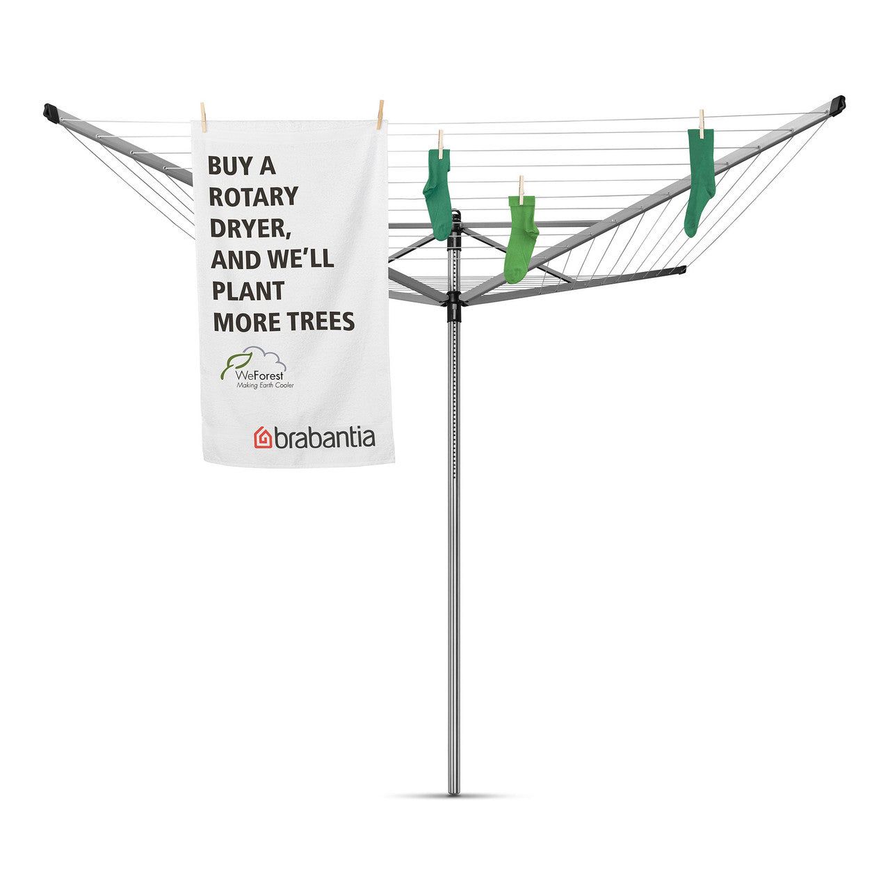 BRABANTIA Lift-O-Matic 60m + Ground Spike - Metallic Grey