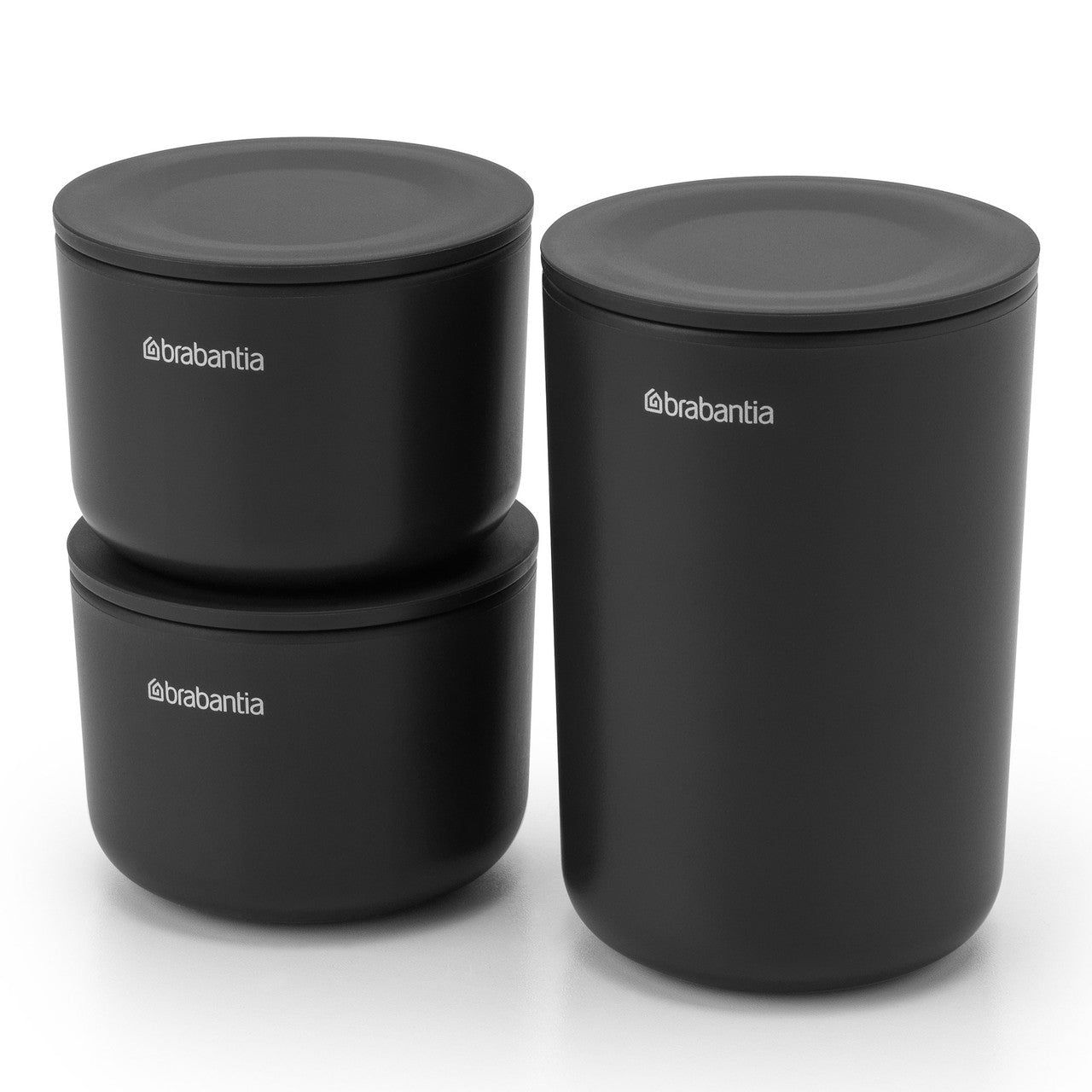 BRABANTIA ReNew Storage Pots, set of 3 - Dark Grey